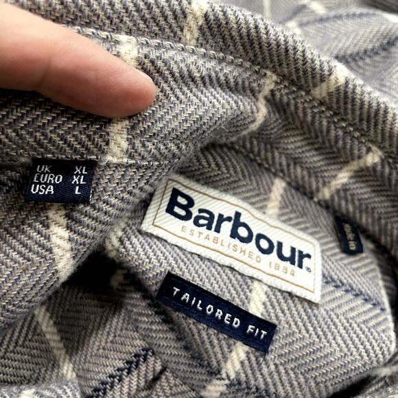 Barbour UK XL US L Gretna Check Shirt Tailored Fit Long Sleeve Cotton Flannel - Picture 6 of 15